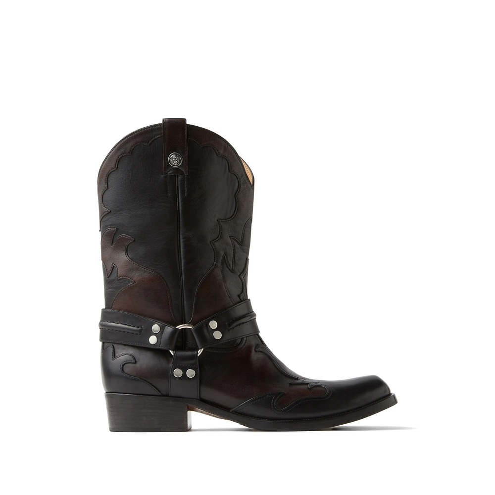 Versace Sylvester Leather Texan Boots