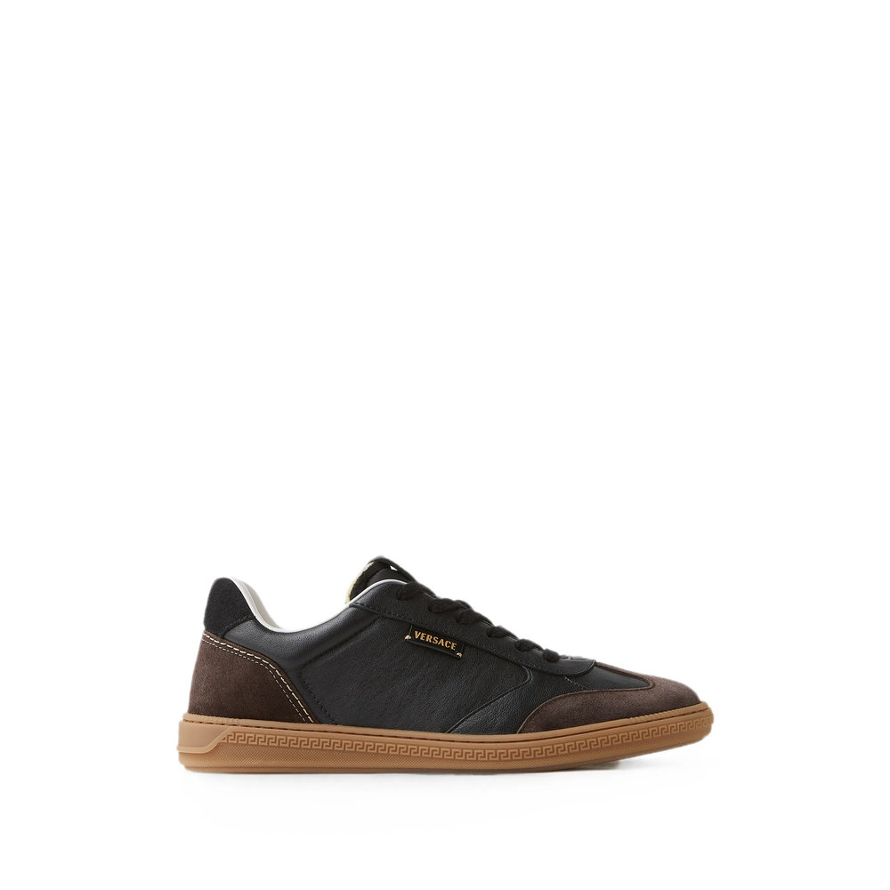 Versace Greca Court Nappa & Suede Sneakers