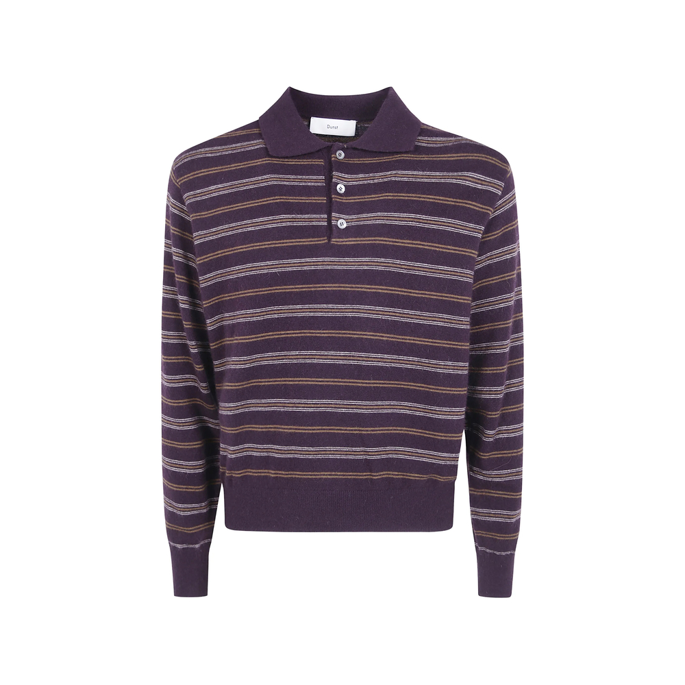 Striped Polo-Collar Sweater