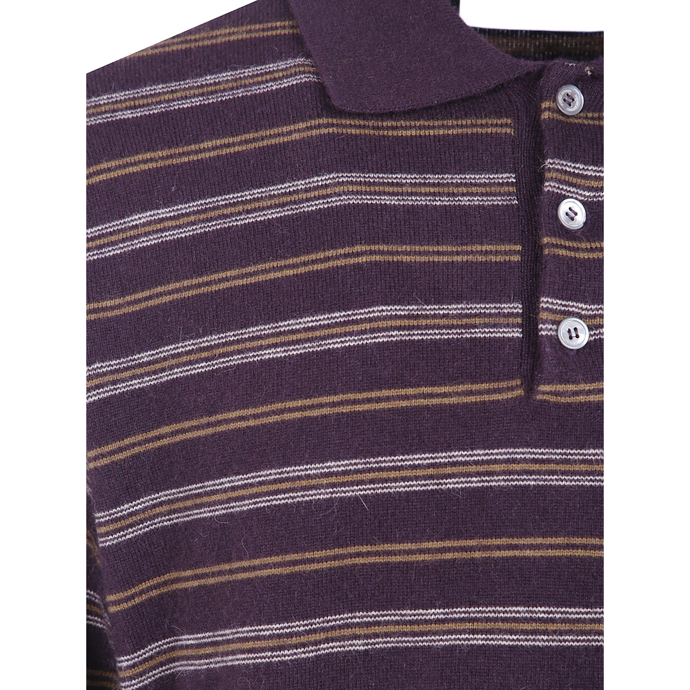 Striped Polo-Collar Sweater