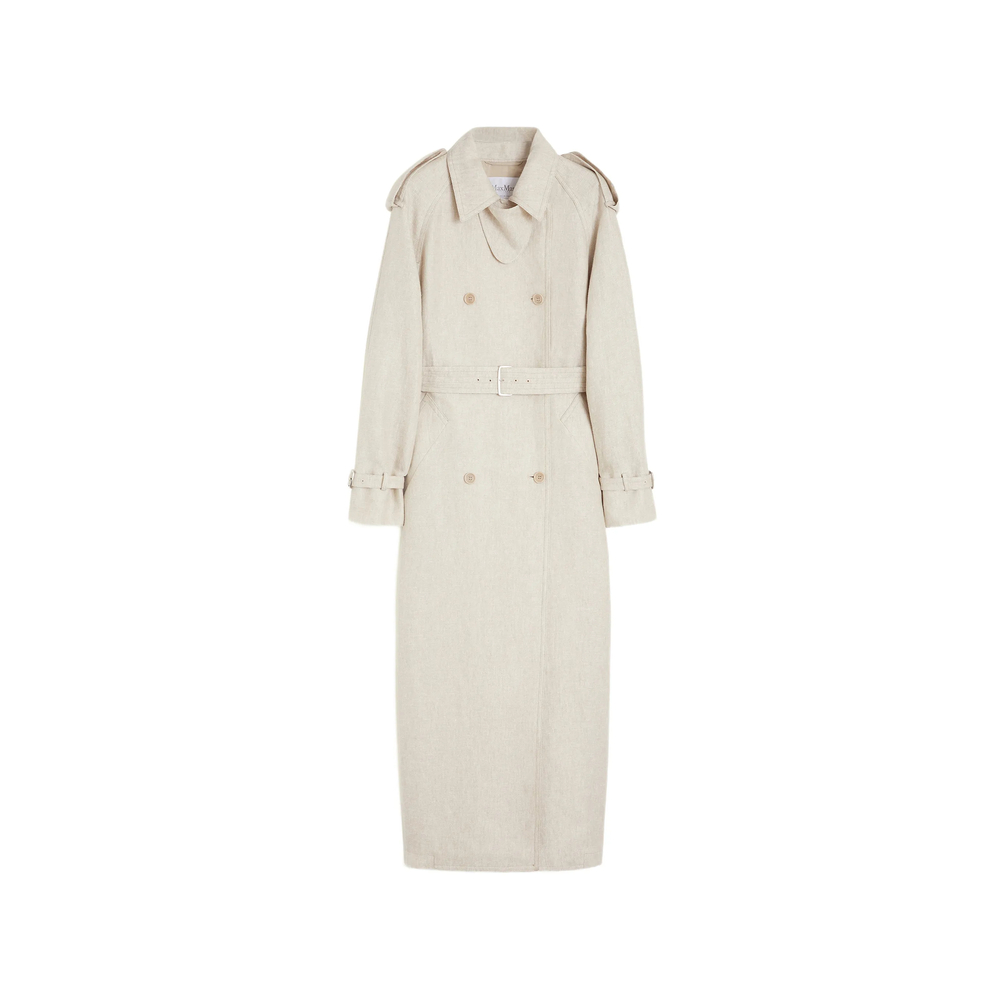 Max Mara Pure Linen Drill Double-breasted Duster Coat