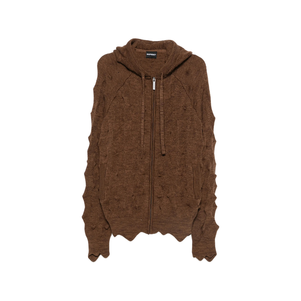 Spiked Zip-Up Cable-Knit Cardigan
