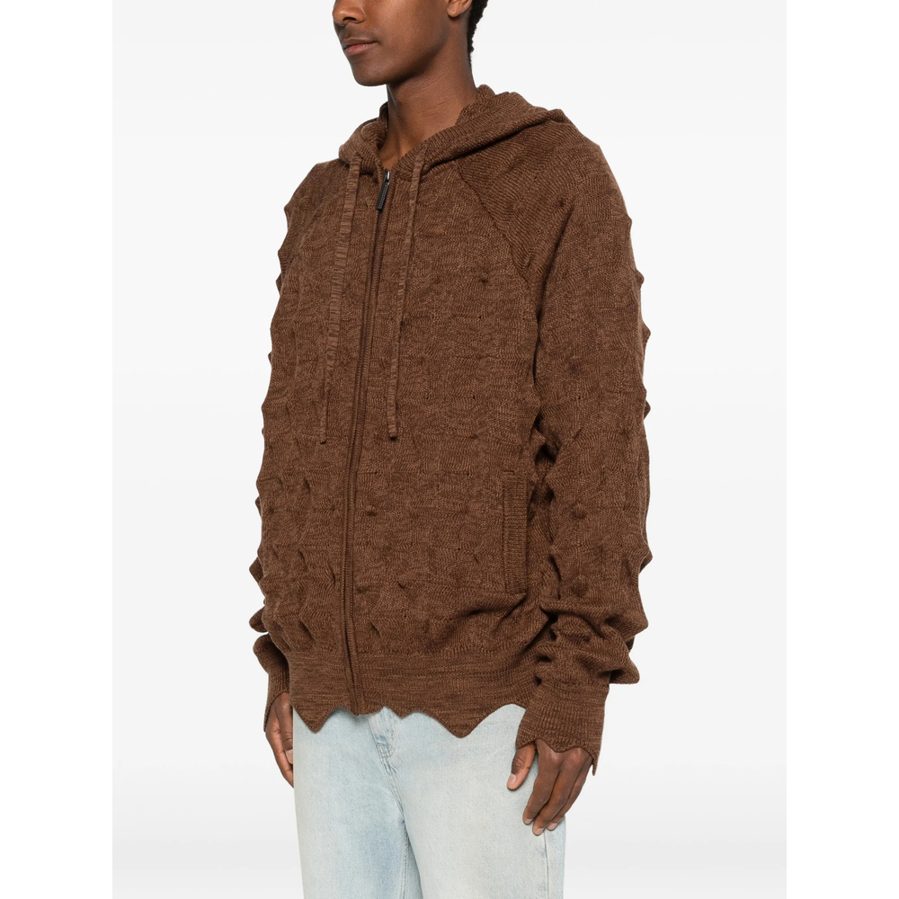 Spiked Zip-Up Cable-Knit Cardigan