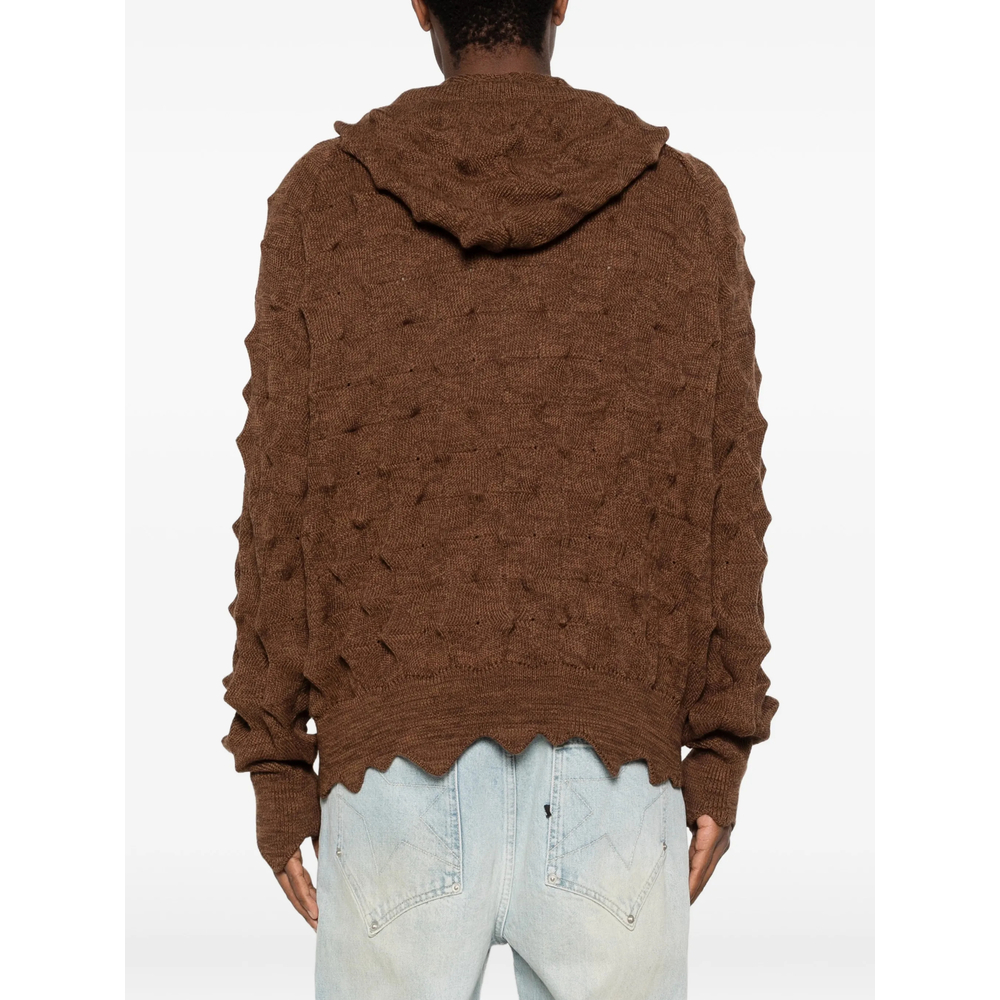 Spiked Zip-Up Cable-Knit Cardigan
