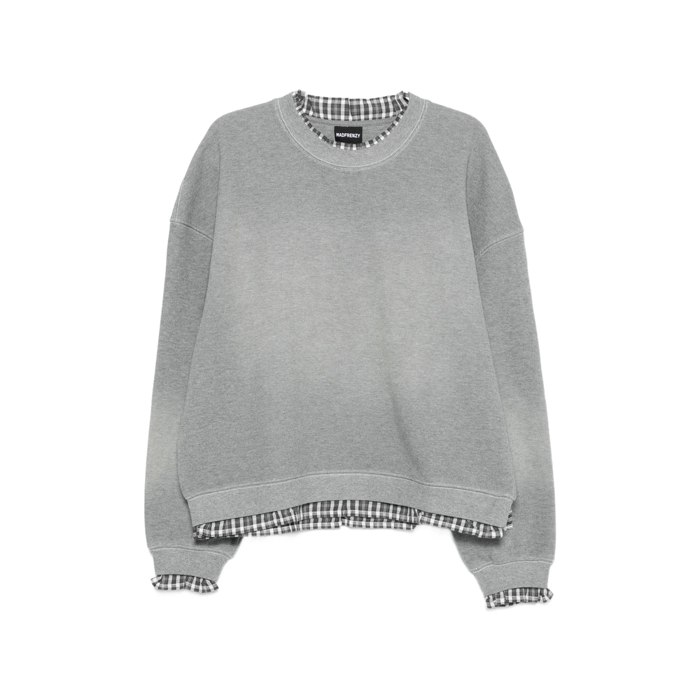 Gingham-Trim Sweatshirt