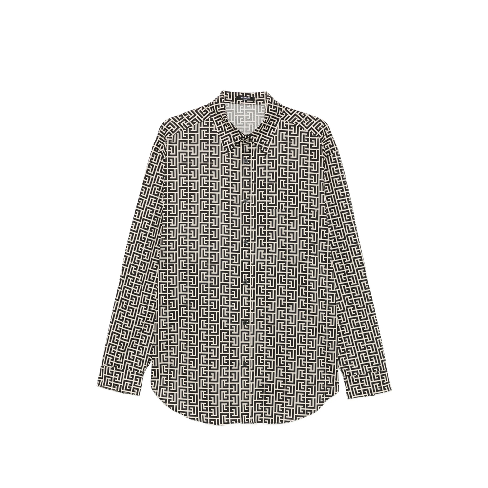 Balmain Monogram-print Button-down Shirt