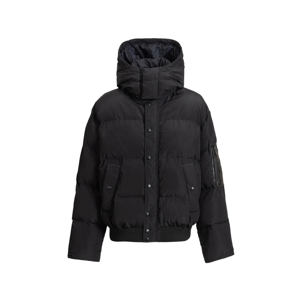 Balmain Padded Nylon And Leather Jacket