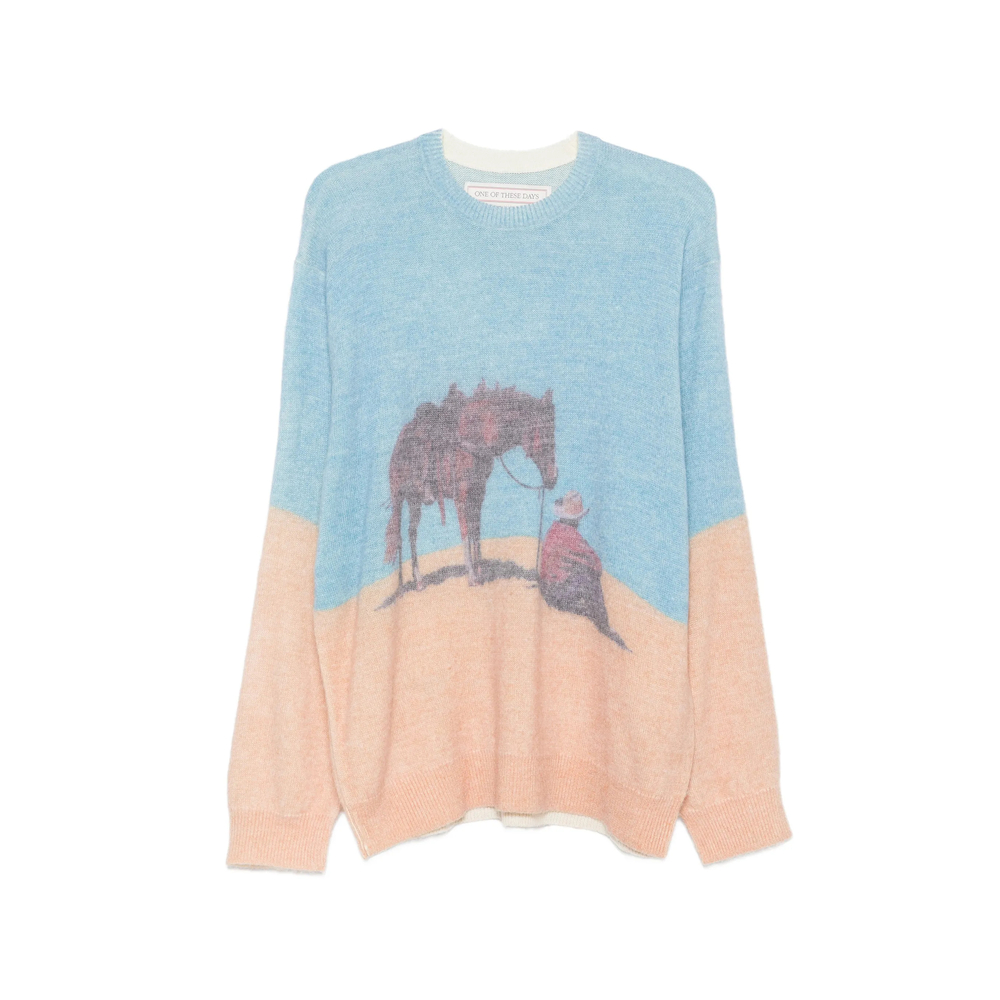 Graphic-Print Intarsia-Knit Sweater