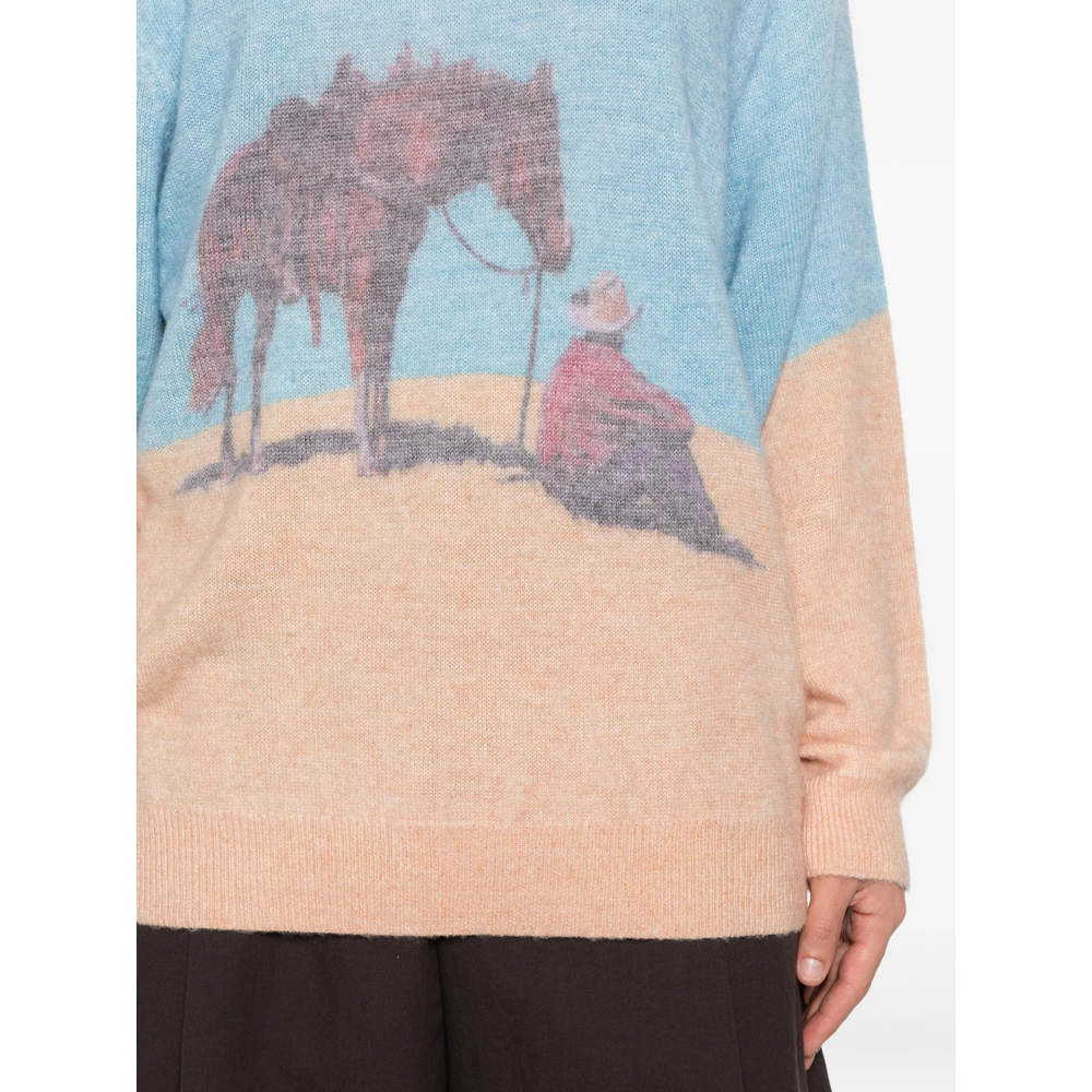 Graphic-Print Intarsia-Knit Sweater
