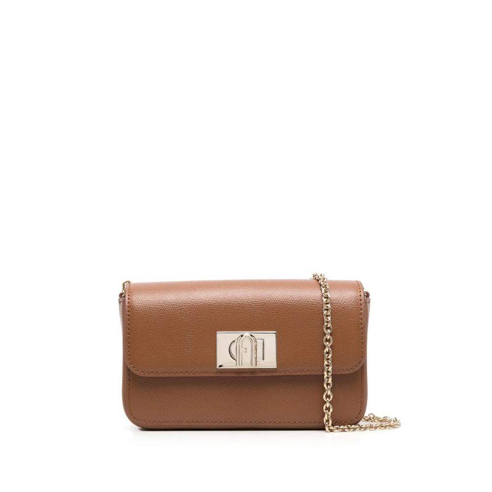 Furla Logo-plaque Satchel Bag In Brown