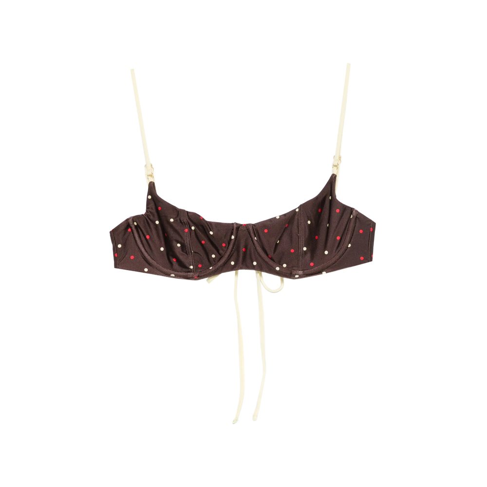 Frankies Bikinis Cola Polka-dot Underwired Bikini Top