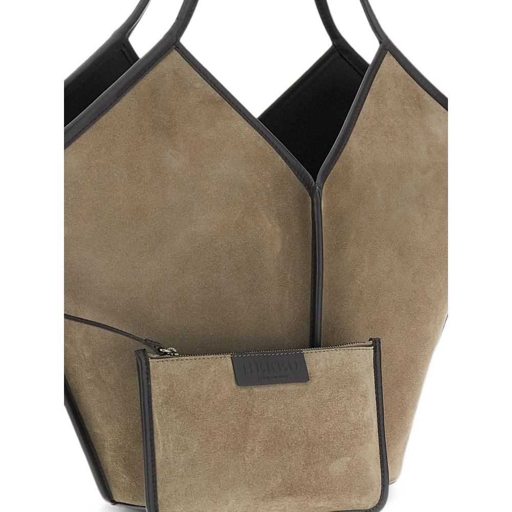 Calella Distressed-Finish Geometric-Handle Shoulder Bag