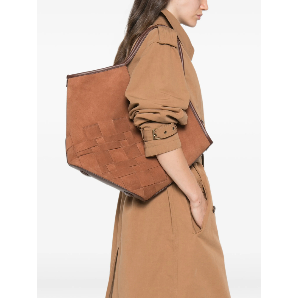 Coloma Woven V-Cutout Shoulder Bag