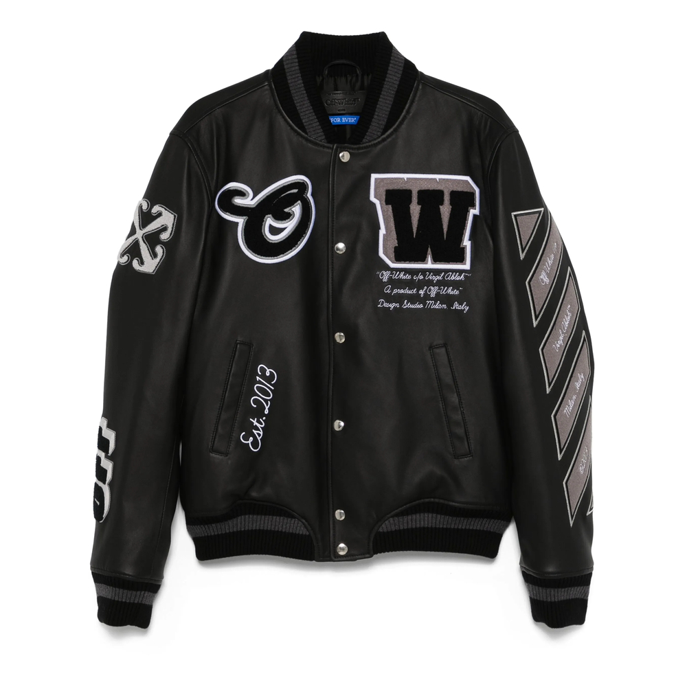 Off-white Full Leather Bomber Jacket