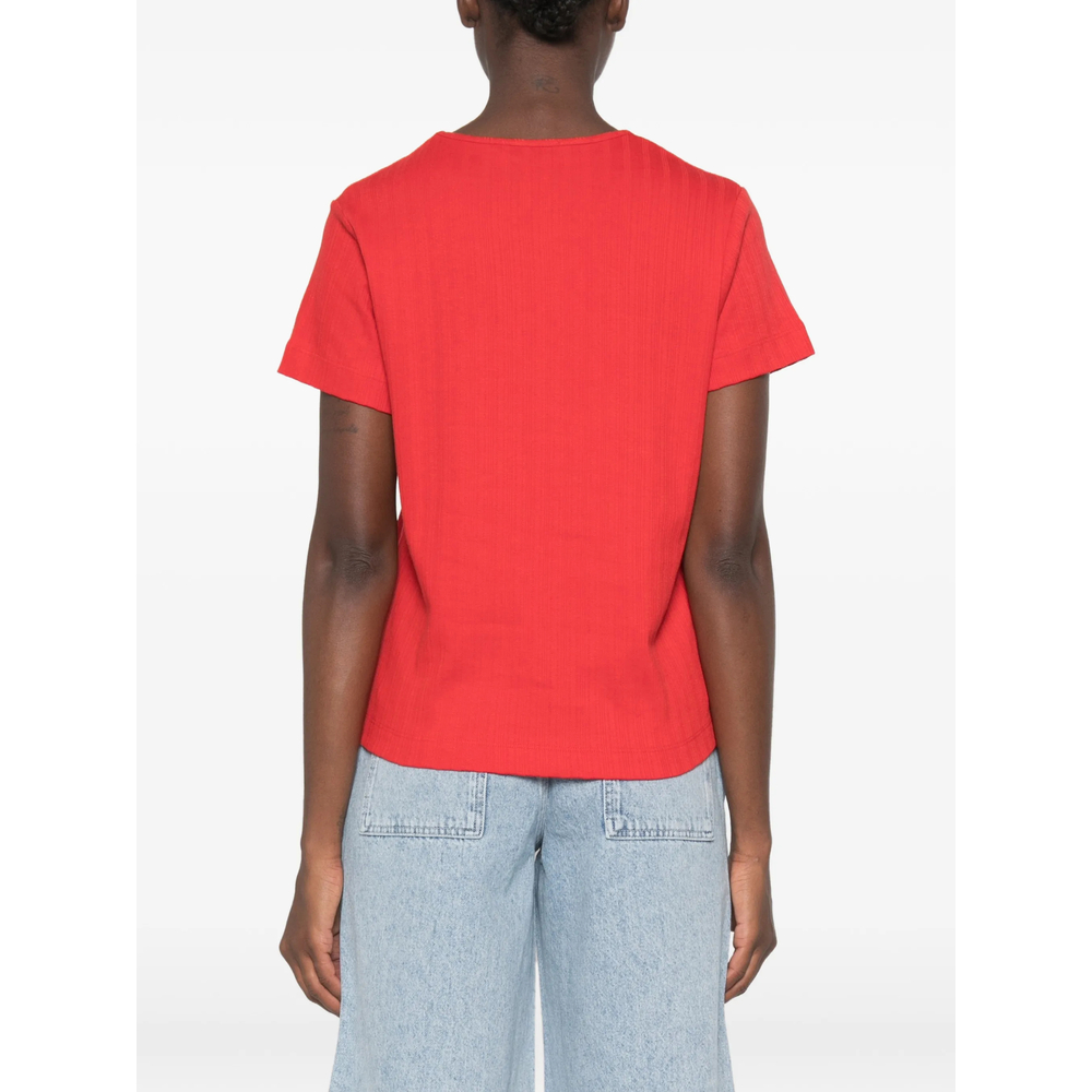 Ribbed Bow-Detail T-Shirt