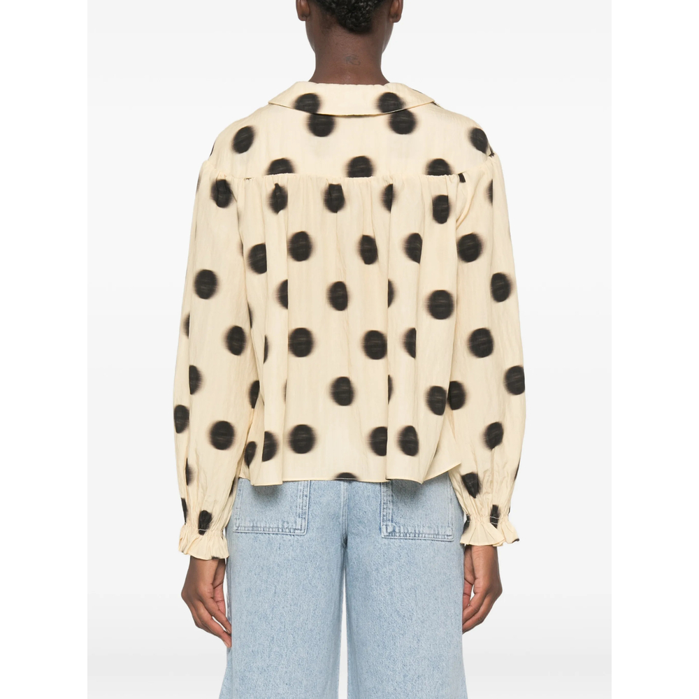 Polka-Dot Tie-Neck Blouse