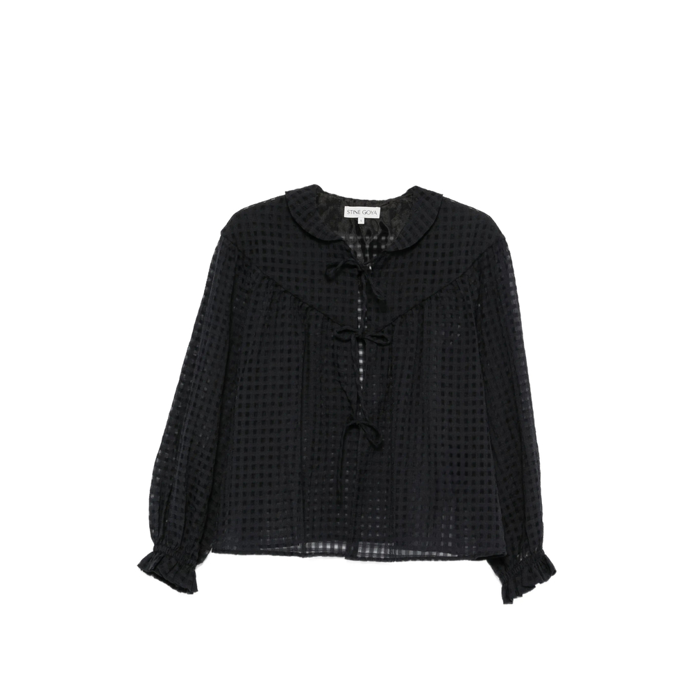 Gingham Tie-Fastening Blouse