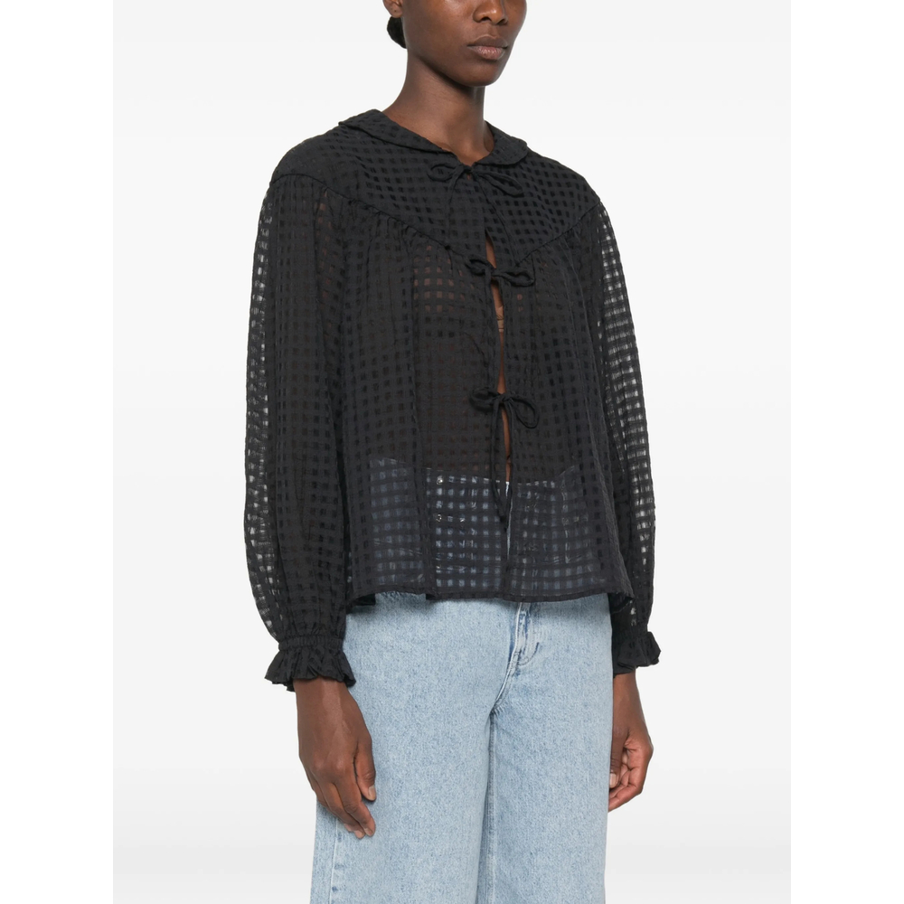 Gingham Tie-Fastening Blouse