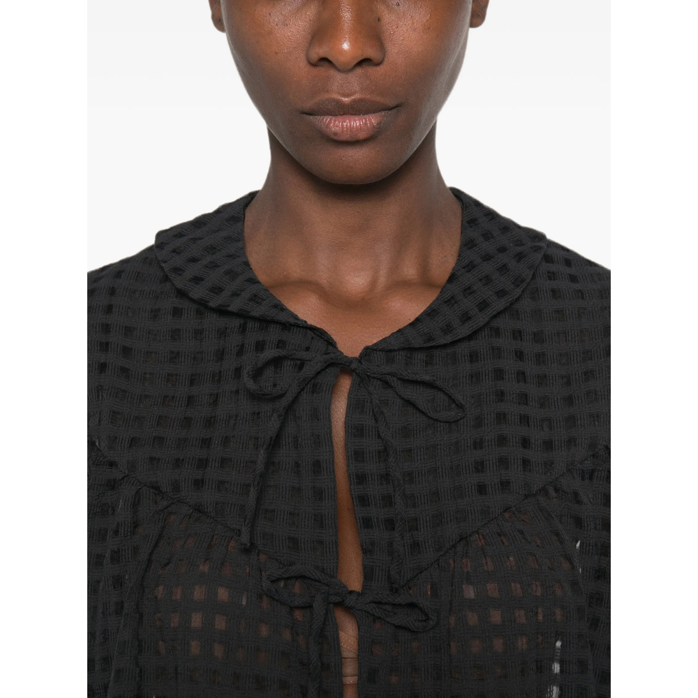 Gingham Tie-Fastening Blouse