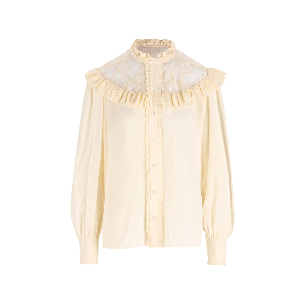 Chloé Ruffled Lace-Panel Shirt