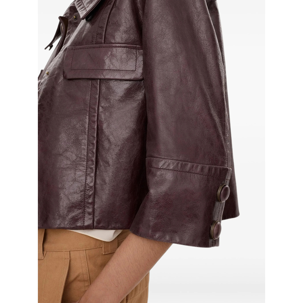 Chloé Fur-Collar Glossy Jacket