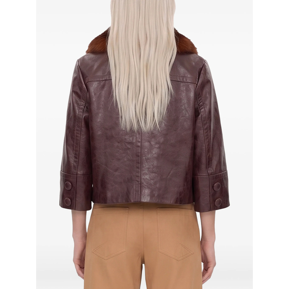 Chloé Fur-Collar Glossy Jacket