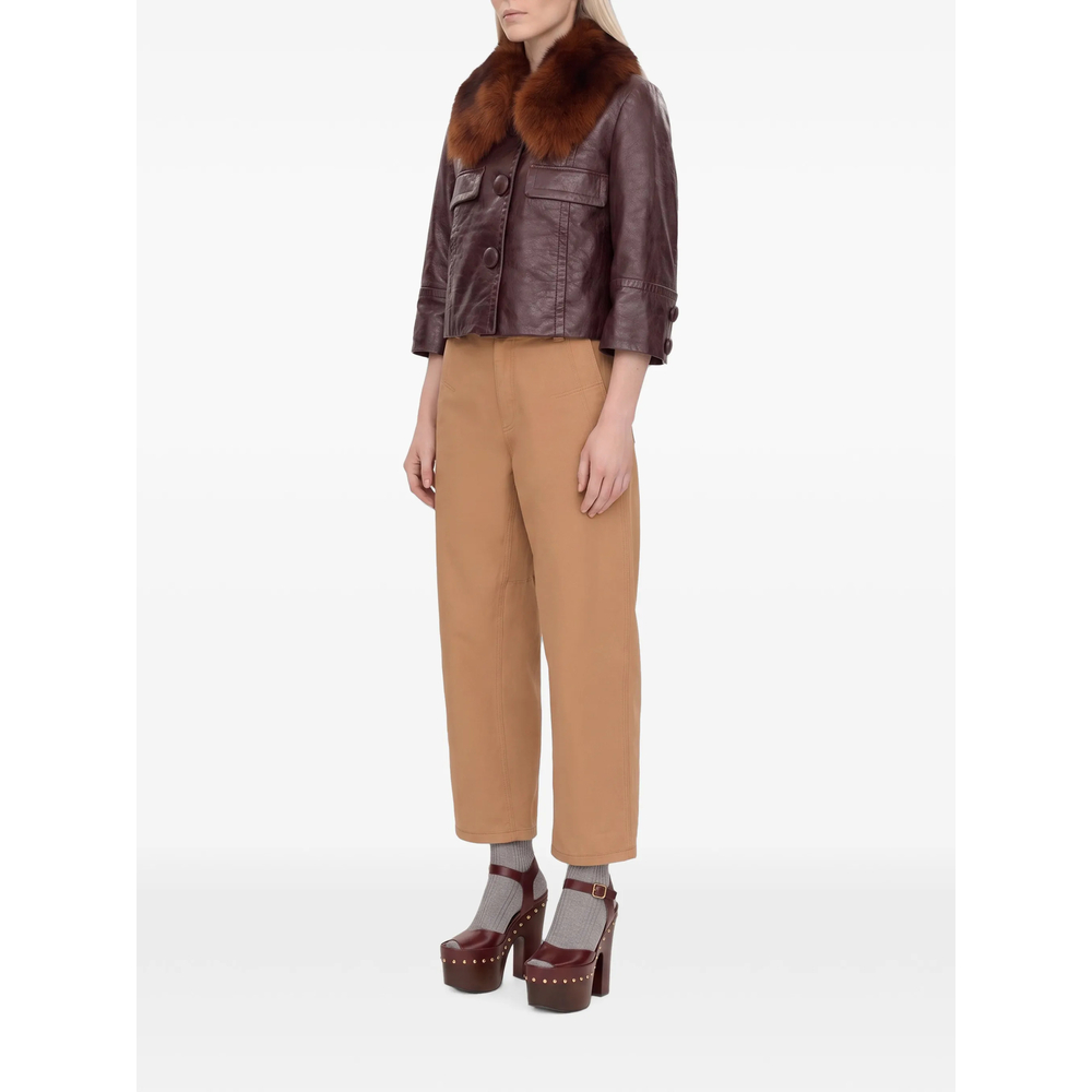 Chloé Fur-Collar Glossy Jacket