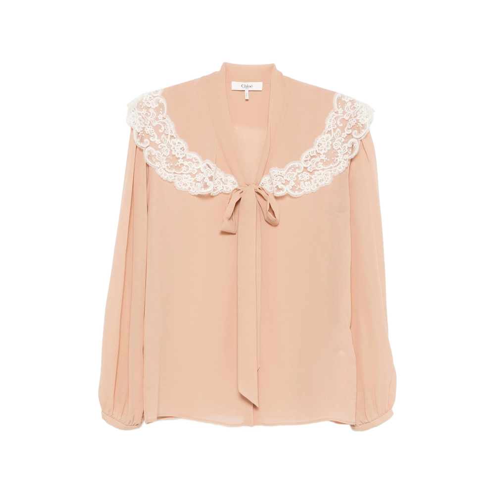 Chloé Tie-Front Gathered Blouse