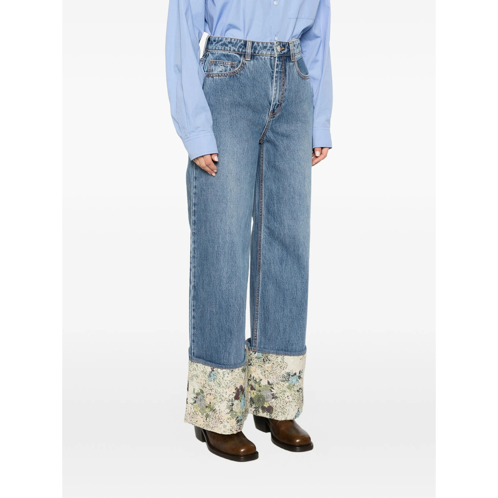Alémais Marcel Floral-Print Tapestry-Cuff Jeans