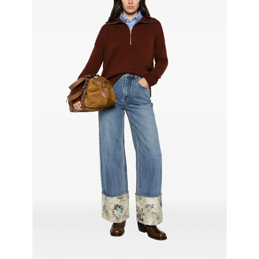 Alémais Marcel Floral-Print Tapestry-Cuff Jeans