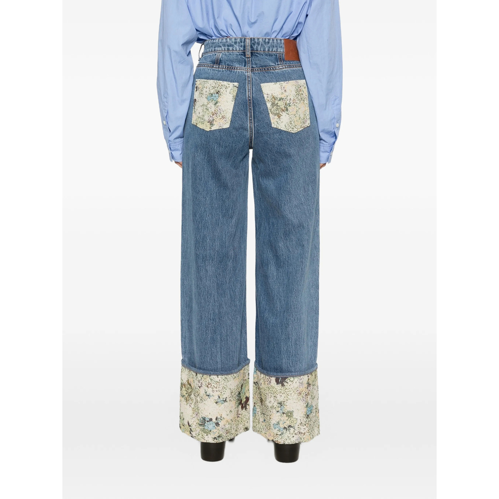 Alémais Marcel Floral-Print Tapestry-Cuff Jeans