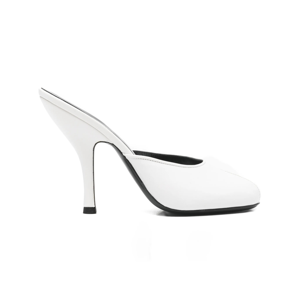 Jude Date Mules In White Creased Leather