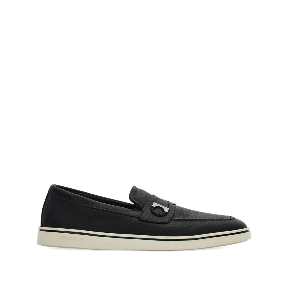 Ferragamo Boat Shoe Loafers With Gancini Ornament