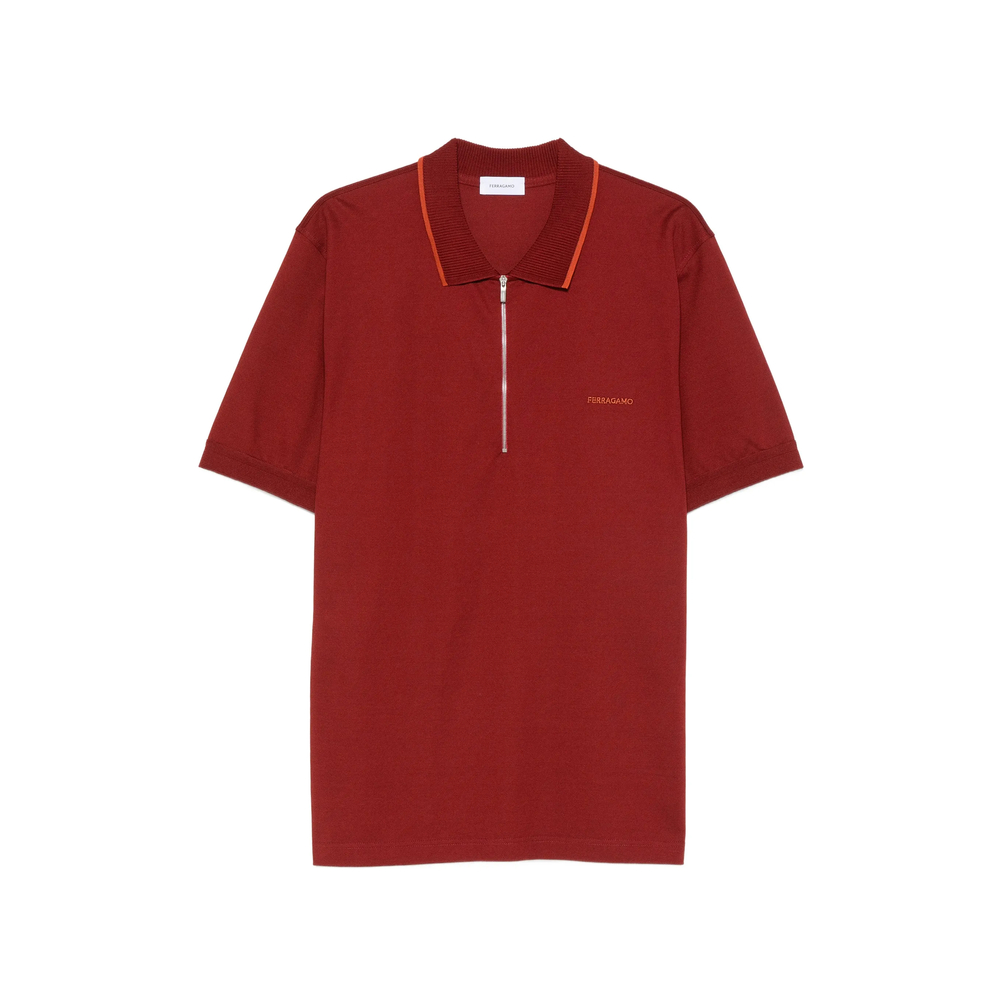 Ferragamo Cotton Polo Shirt With Zip Closure