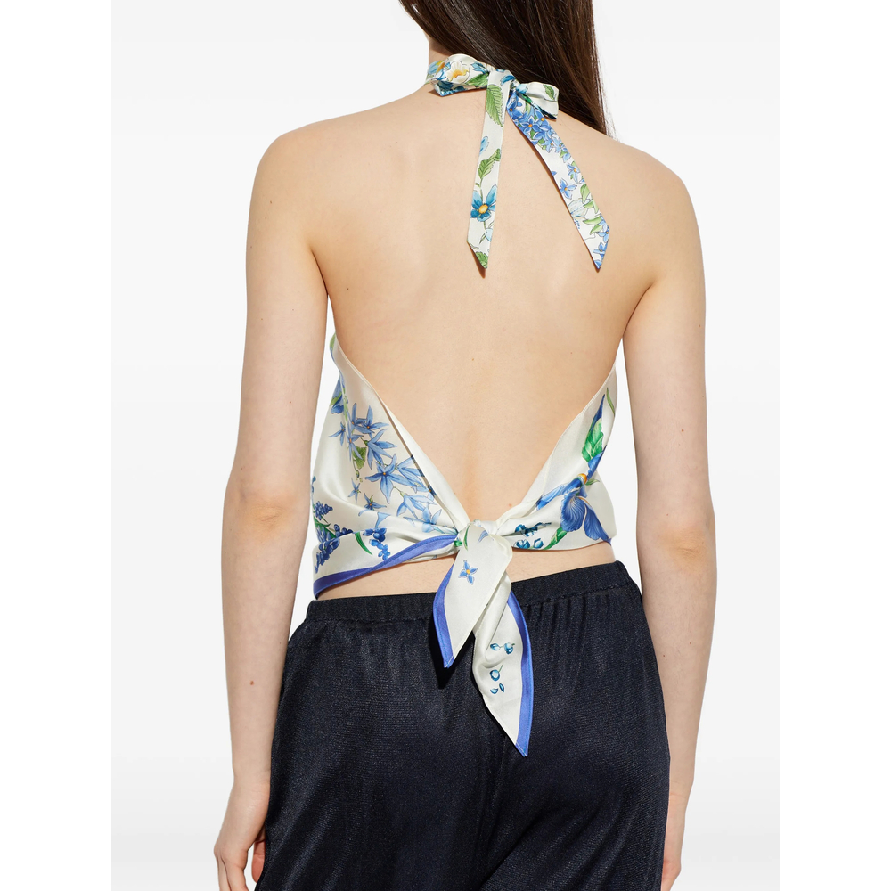 Spring-Print Foulard Top