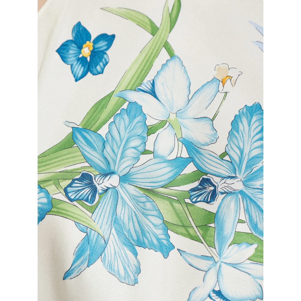Spring-Print Foulard Top