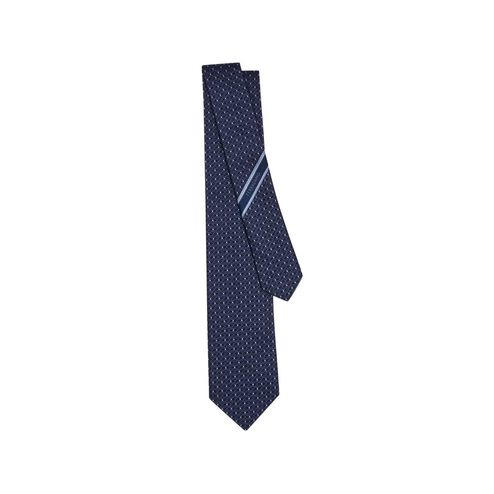 Ferragamo Double-Gancini Silk Jacquard Tie