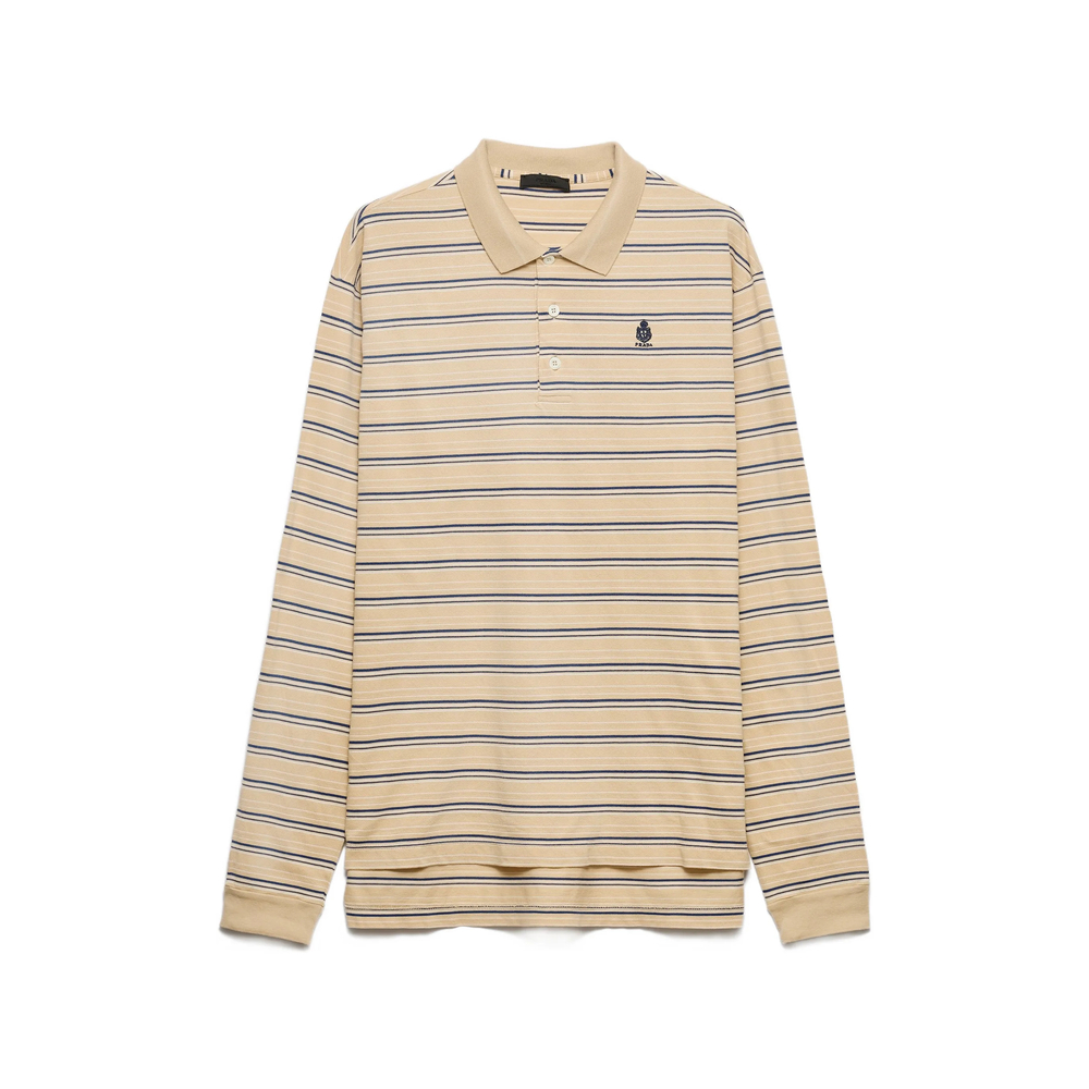 Prada Prada Striped Cotton Piqué Polo Shirt