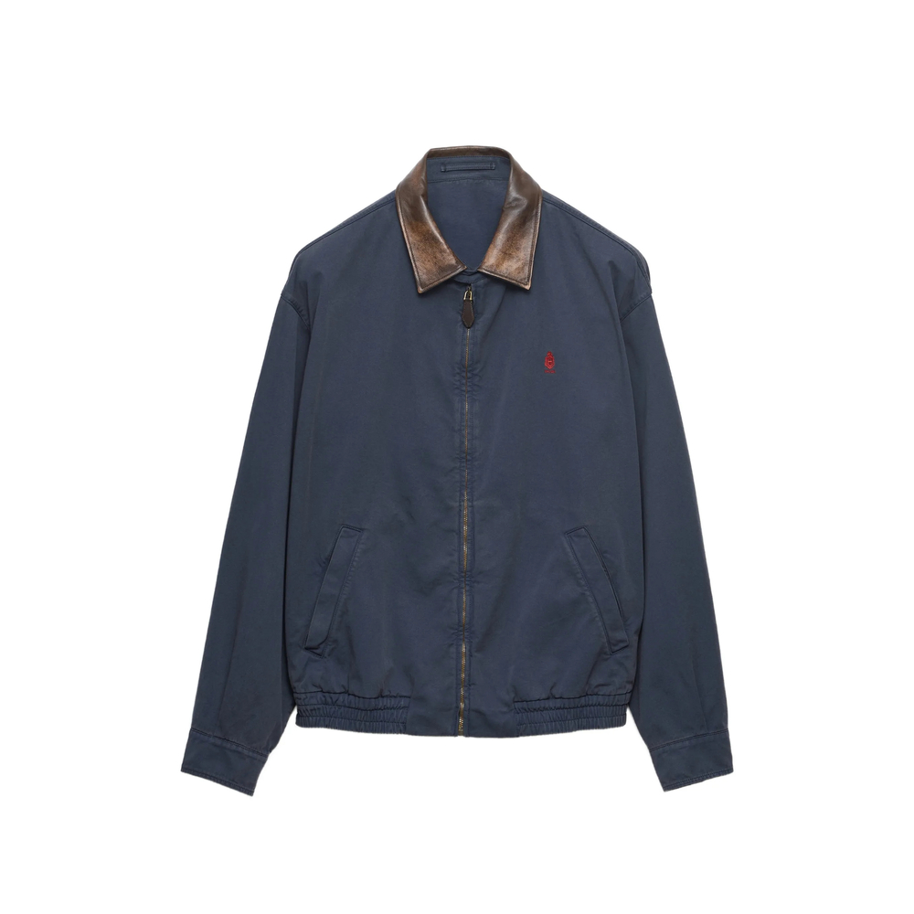Prada Logo-embroidered Contrast-collar Coat