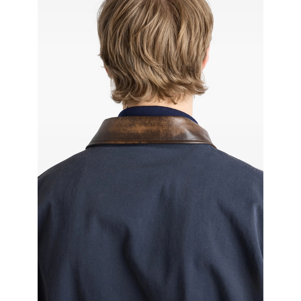 Logo-Embroidered Contrast-Collar Coat