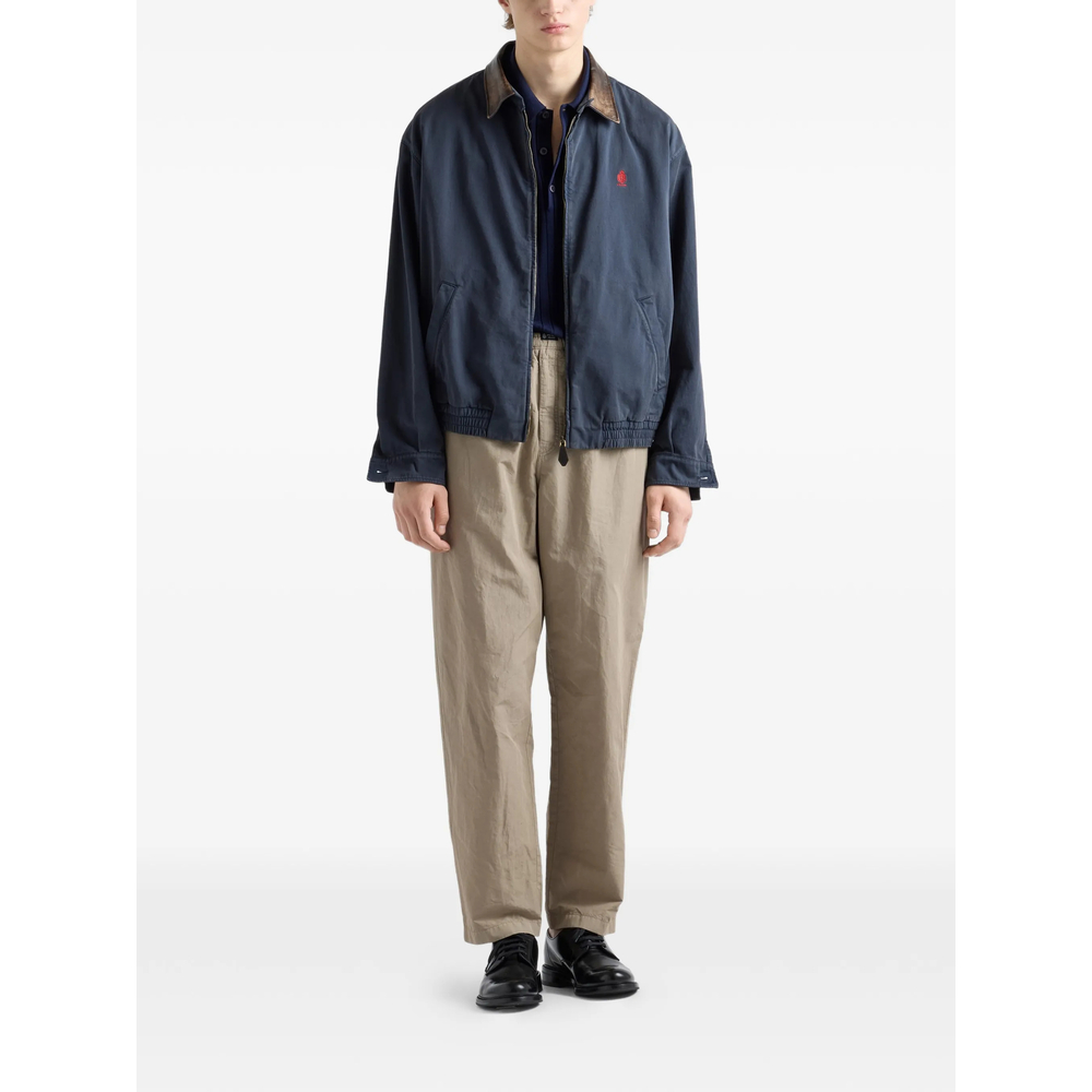 Logo-Embroidered Contrast-Collar Coat