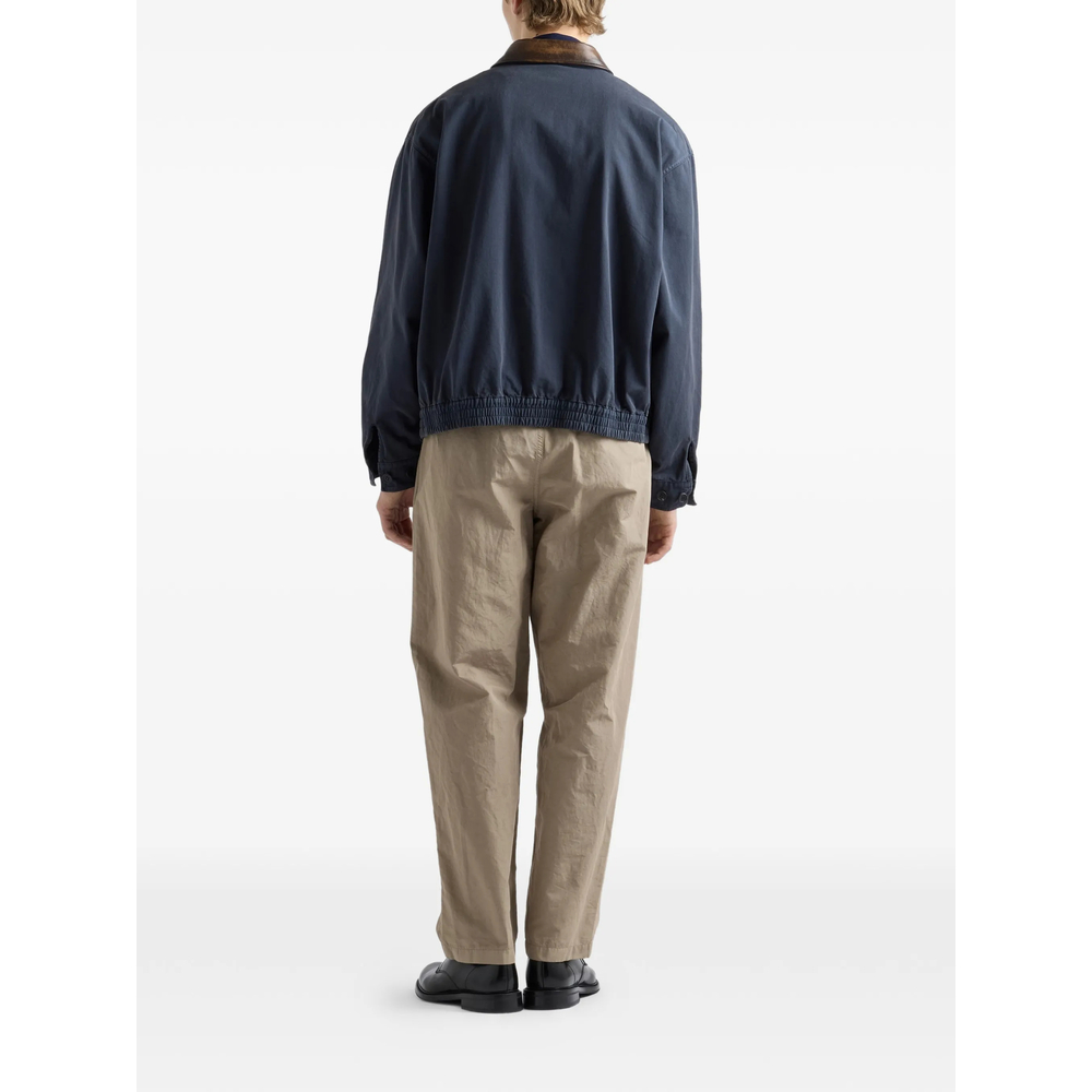 Logo-Embroidered Contrast-Collar Coat