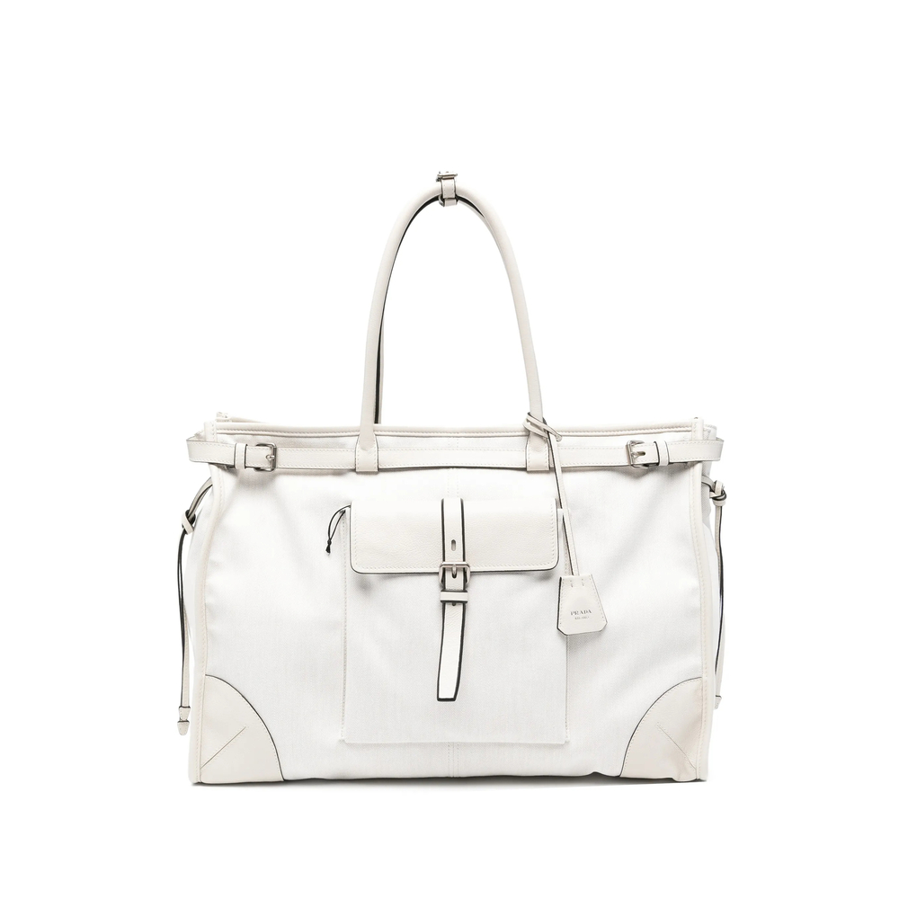 Prada Bonnie Denim And Leather Tote Bag