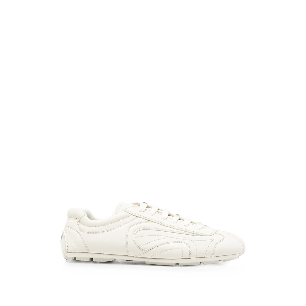 Prada Montecarlo Re-edition 2005 Antiqued Nappa Leather Sneakers In White