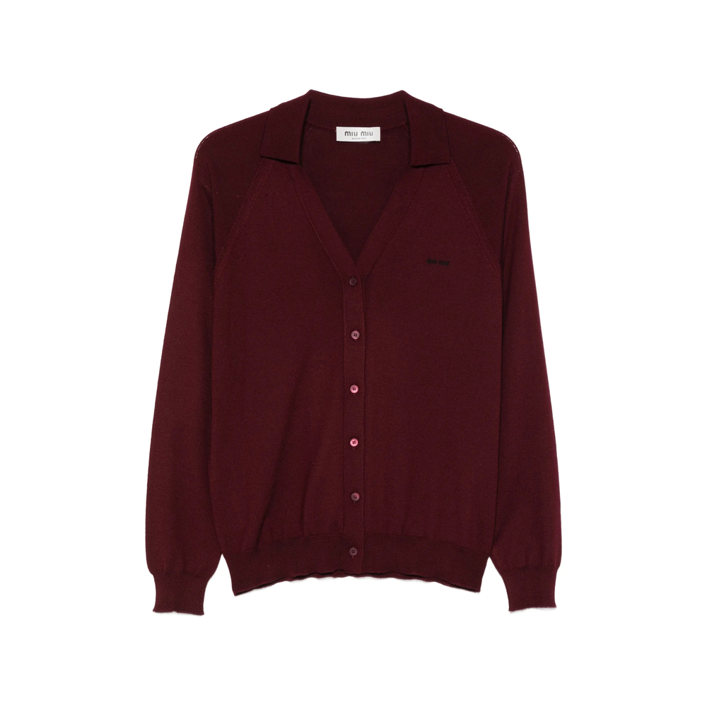 Miu Miu Logo-embroidered V-neck Cardigan