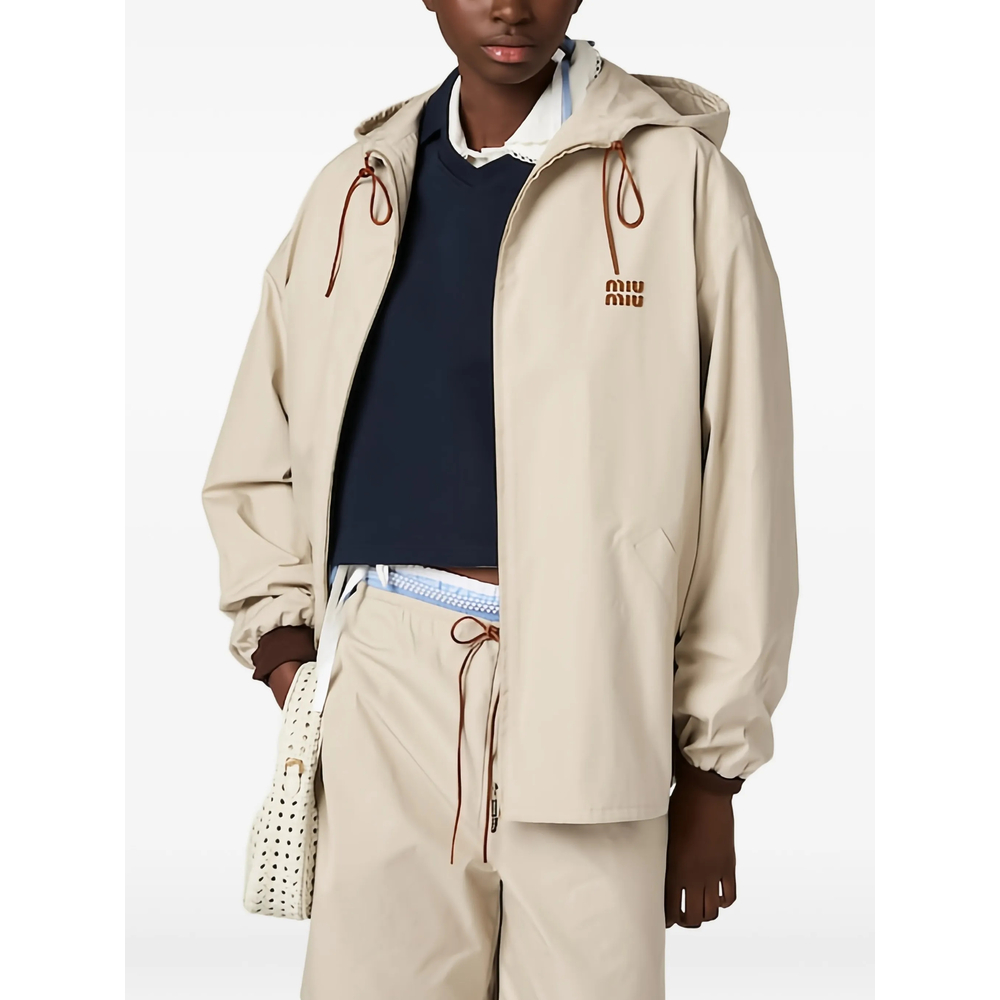 Miu Miu Single-breasted Panama Cotton Caban Jacket