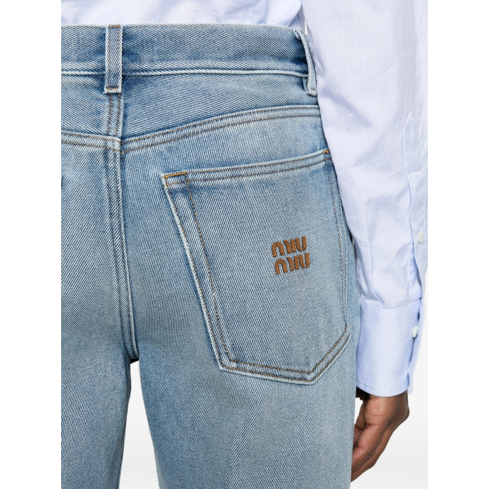 Washed Five-Pocket Straight-Leg Jeans