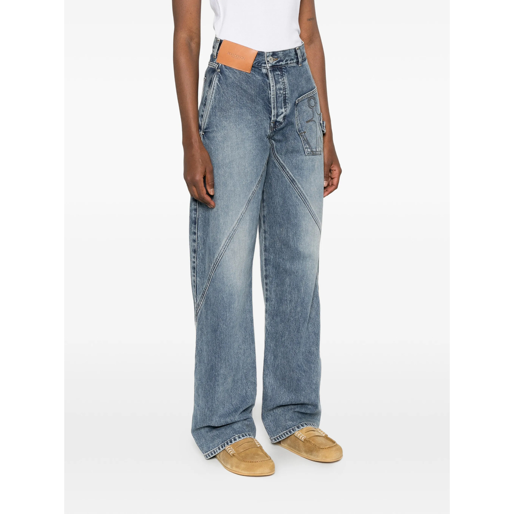 Twisted-Effect Logo-Patch Jeans