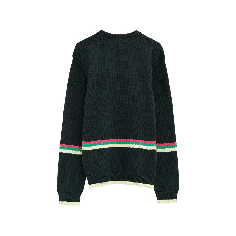 Sheep Embroidered Striped Cotton Sweater