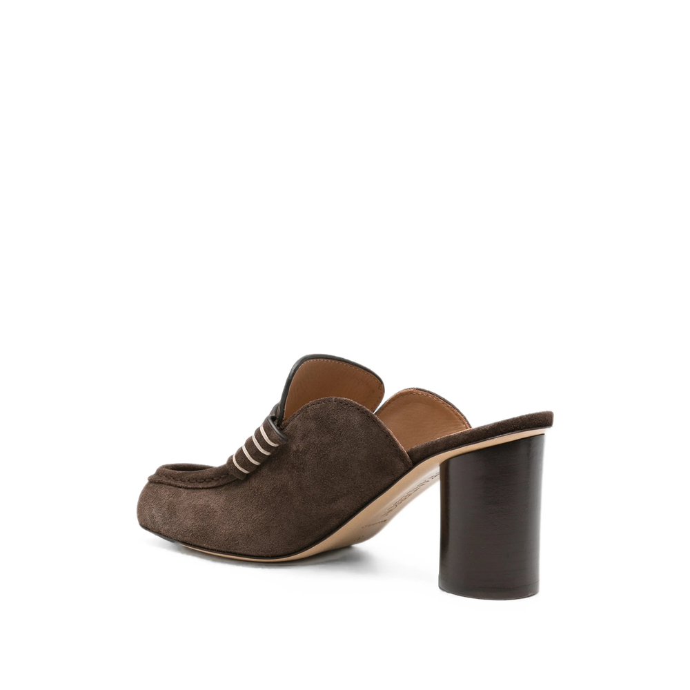 Suede Block-Heel Loafers